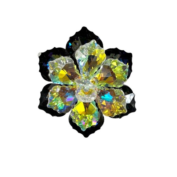 Sparkling Smoke and Champagne AB crystal flower pin brooch - Picture 5 of 6